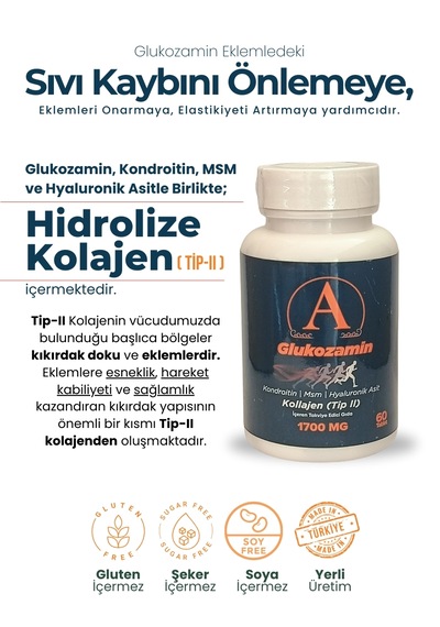 Ayos Life Glukozamin Kolajen Kondroitin Msm Hyaluronik Asit ve Tip-II Kolajen İçeren Takviye Edici Gıda 60 Tablet