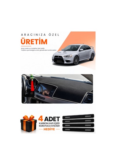 Mıtsubıshı Lancer 2007-2015 Uyumlu Torpido Koruma Örtüsü Oto Kılıfı - Siyah Gri