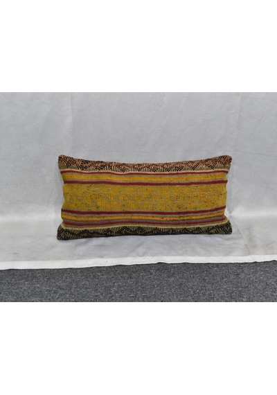 Zehra Abla Halı Yeni El Dokuma Dekoratif Lumbar Kilim Kırlent Yastık Kılıfı 6635 Çok Renkli