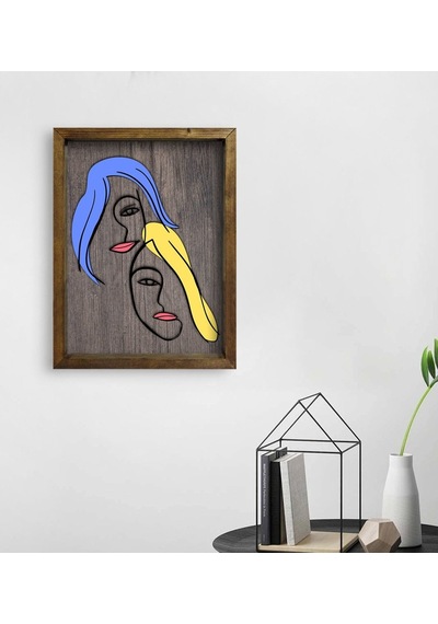 Bk Home Woman Line Tasarımlı Doğal Masif Ahşap Çerçeveli Tablo 45 (496633125)