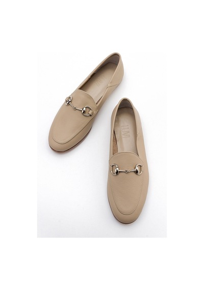 Luvishoes F03 Biskuvi Cilt Kadın Babet Koyu Bej