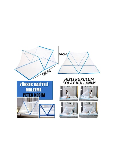 Krt-1128 Cm-451 Portatif Sinek Koruyucu Cibinlik Ve Tül - Çocuk Ve Bebek 50x125 CM