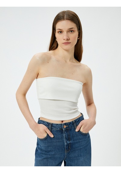 Koton Straplez Üst Kat Detaylı Ribanalı Slim Fit Beyaz 4sak10698ek Beyaz