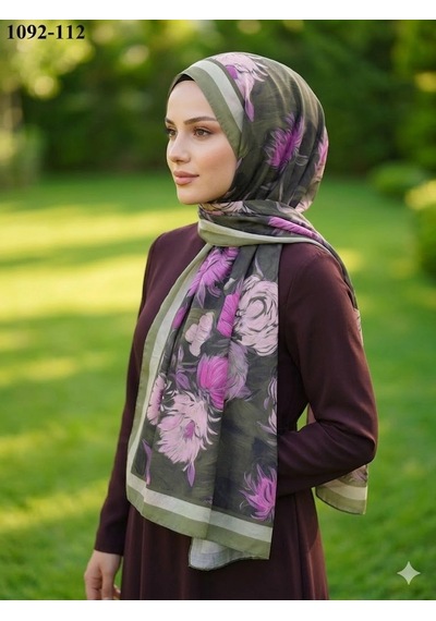Velscarfs Soft Pamuk Şal Yeşil 1092-112 Çok Renkli