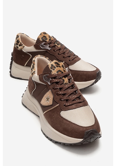 Bıella Kahverengi Süet Desenli Kadın Sneaker