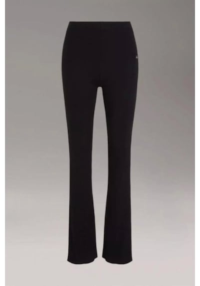 Woven Label Wıde Leg Rıb Pants Siyah