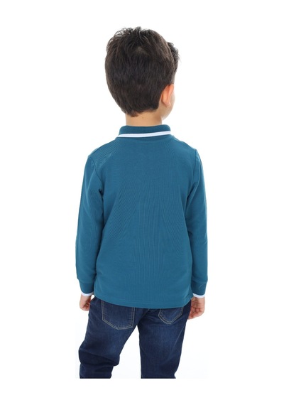 Toontoy Kids Toontoy Erkek Çocuk Nakışlı Tişört Petrol Mavi