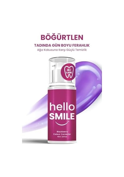 Anında Beyazlatıcı Diş Jeli, Böğürtlen Aromalı, Leke Karşıtı & Plak Önleyici, Günlük Ağız Bakımı, 50 Ml
