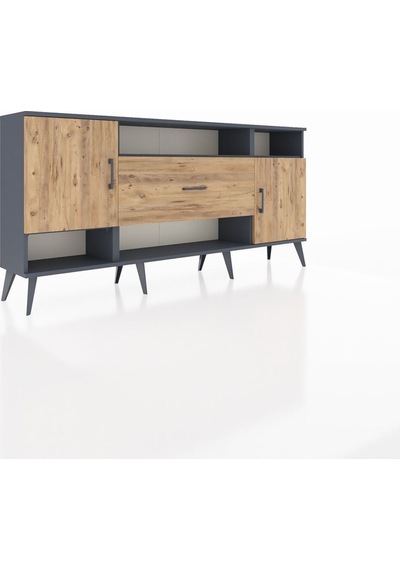 Arges Konsol 5 Raflı Tek Çekmeceli 2 Kapaklı 176x30x83 Antrasit-çam/çam Çam/çam Arges Konsol 5 Raflı Tek Çekmeceli 2 Kapaklı 176x30x83 Antrasit-çam/çam Çam/çam