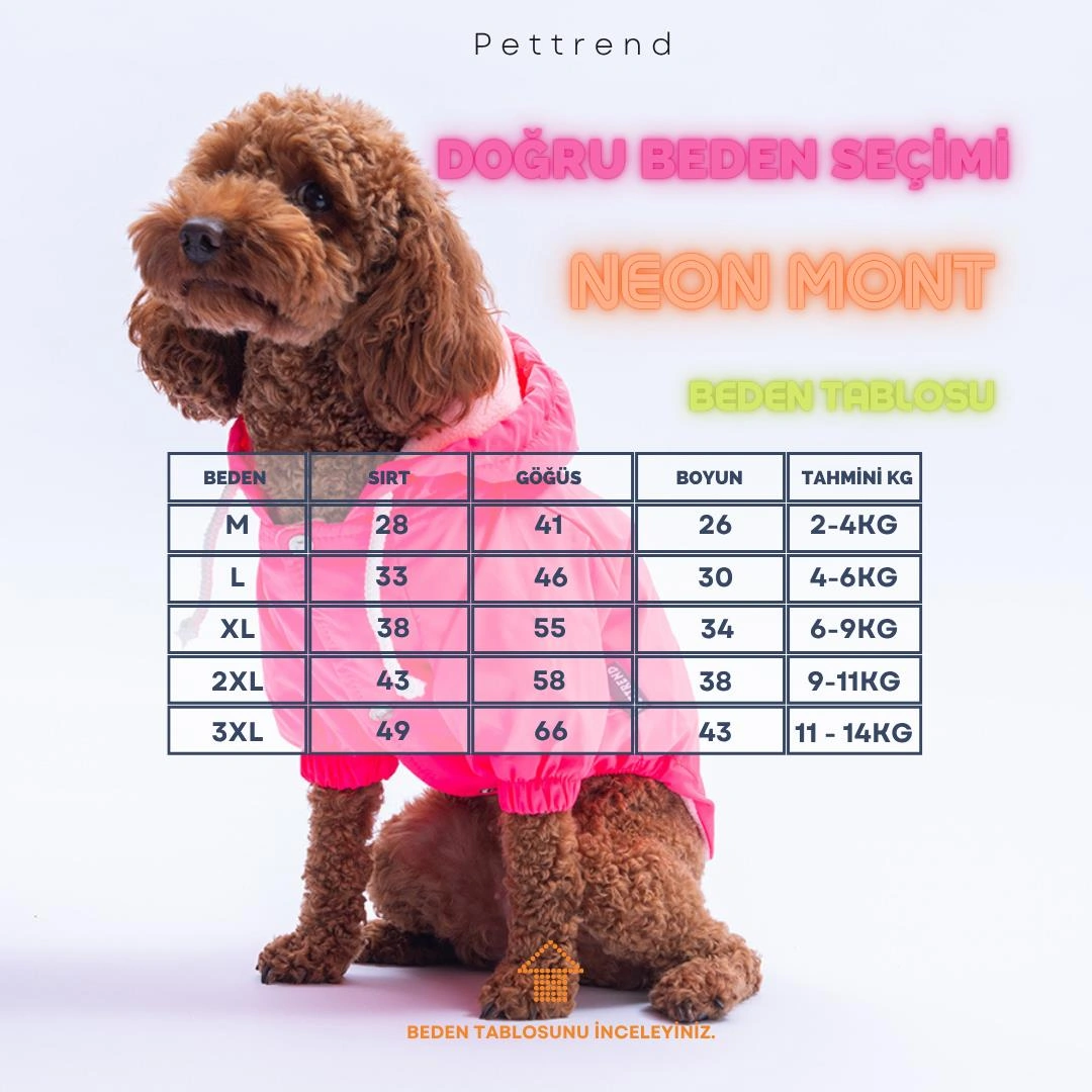 Neon Pembe Mont Köpek Mont Köpek Kıyafeti Köpek Yağmurluğu Küçük Ve Büyük Irklar İçin
