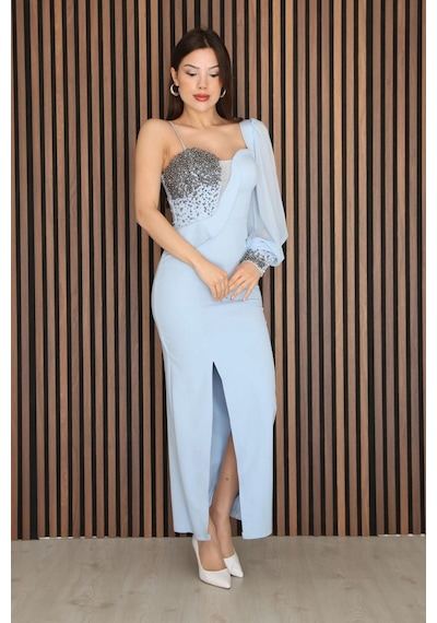 Lodmela Askılı Tek Kol Taş Detaylı Yırtmaçlı Abiye Elbise 2241-bebe Mavisi Bebe Mavisi Lodmela Askılı Tek Kol Taş Detaylı Yırtmaçlı Abiye Elbise 2241-bebe Mavisi Bebe Mavisi