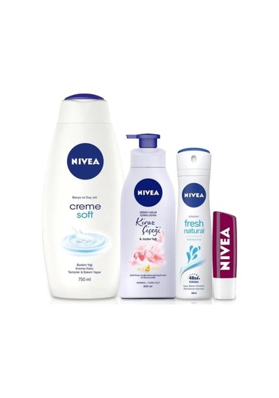 Banyo Seti,cream Soft Duş Jeli 750 Ml,fresh Natural Kadın Deodorant 150 Ml,vücut Losyonu 400 Ml,böğürtlen Dudak Bakım Kremi Ve Banyo Terliği Hediye Diğer