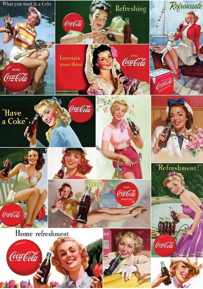 Vintage Kızları Kolaj, Coca-cola-1500 Parça Puzzle Standart