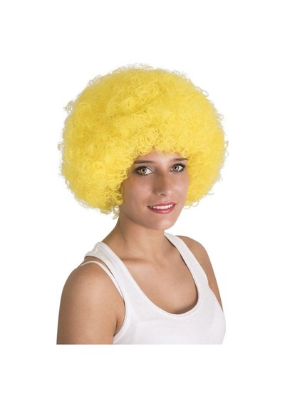 Sarı Renk Kıvırcık Afro Bonus Peruk