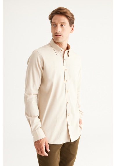 AC&Co / Altınyıldız Classics Erkek Bej Slim Fit Dar Kesim Gizli Düğme Yaka %100 Pamuk Gömlek Bej AC&Co / Altınyıldız Classics Erkek Bej Slim Fit Dar Kesim Gizli Düğme Yaka %100 Pamuk Gömlek Bej