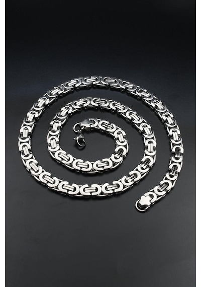 Paslanmaz Çelik Euro Kral Model Kolye Zincir 8mm 902592 Gümüş