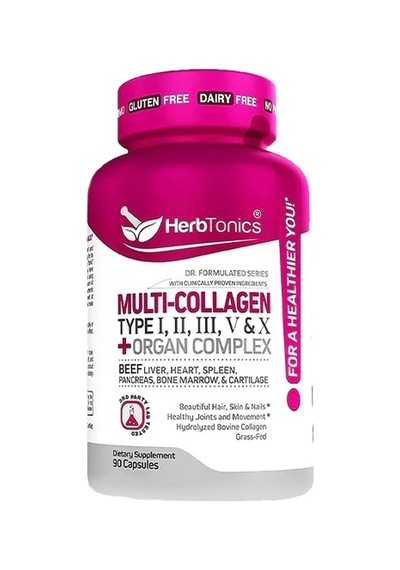 Multi Complex 90 Kapsül +organ Complex Types I, Iı, Iıı, V, And X & 100% Grass-fed Beef Peptide Blend.