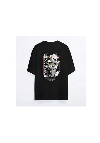 Flood Of Style Unisex Siyah Oversize T-shirt Baskılı Osaka Tişört