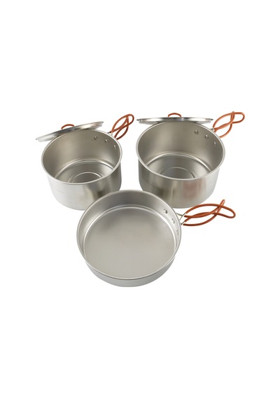 Easy Camp Moss Tour Cook Set Xl Paslanmaz Tencere Tava Çelik Kamp Yemek Seti Gümüş