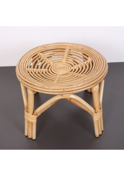 Yumru Doğal Kubu Rattan 40x30 Sehpa & Tabure Bej