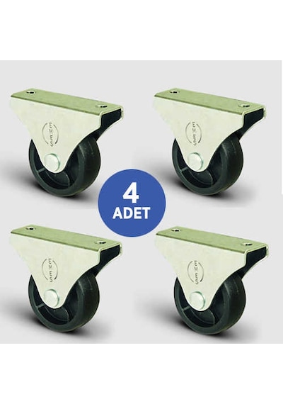 4 Adet El02Mkm32. Sabit Maşalı Mobilya Tekerleği. Sehpa