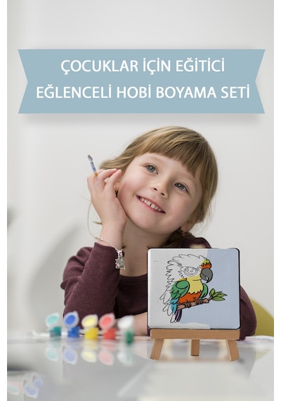 Sevimli Papağan Çocuk Eğitici Tuval Boyama Hobi Seti