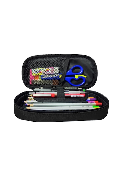 Jacbag Oval Medium Siyah Erkek Çocuk Kalem Çantası Çok Renkli
