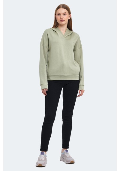 Slazenger Kenzıe I Kadın Kapüşonlu Açık Yeşil Sweatshirt Açık Yeşil