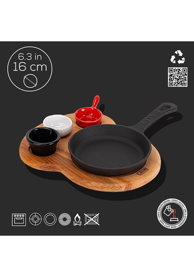 Lava Sahan Yuvarlak Ahşap Stand Siyah Mat 16 Cm Eco K44 Gümüş