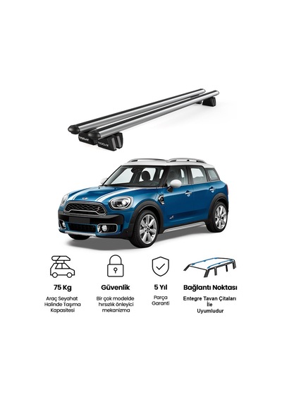 Pençe Mini Countryman F60 2017 Ve Sonrası Uyumlu Gri Ara Atkı Port Bagaj Tavan Barı