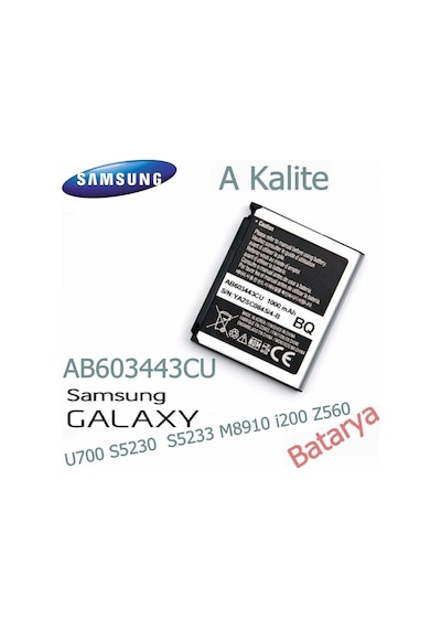 Samsung Uyumlu AB603443CU Batarya U700 S5230 S5233 M8910 i200 Z560 Uyuml
