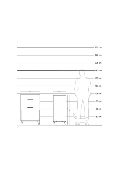 Kronos Komodin 2 Çekmeceli 60x59x96 Çam-antrasit Atlas Çam
