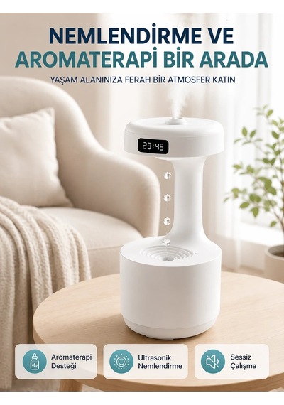 Ers- Yağmur Damlası Hava Nemlendirici Ultrasonik Buhar Makinesi 800 Ml Aroma Difüzör