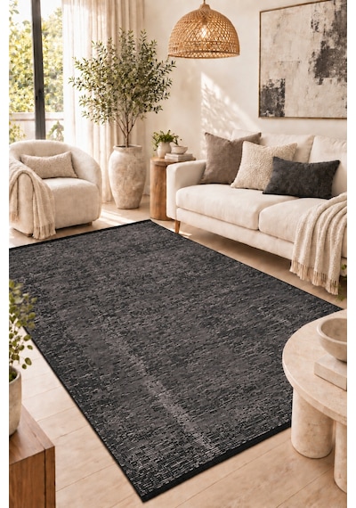 Şönil Kilim Salon Oturma Çocuk Odası Banyo Halısı Mutfak Halısı Balkon Halısı Yıkanabilir Kaymaz Tabanlı Yolluk Antrasit