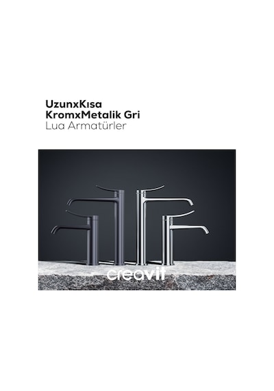 Creavit Lua Şelale Lavabo Armatürü Metalik Gri Bt.lu1500gr