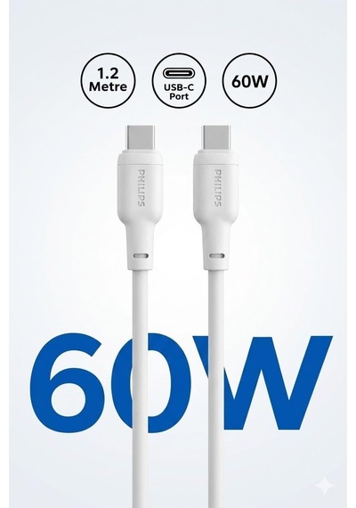 Usb-c Usb-c Hızlı Şarj Kablosu, 60w Pd, 1.2 Metre, Silikon Kaplama Beyaz