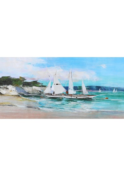 Yağlı Boya Tablo %100 El Yapımı 95cmx54cm Deniz Manzara