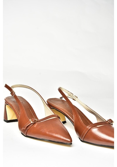 Fox Shoes U654078709 Taba Kalın Topuklu Kadın Ayakkabı Taba