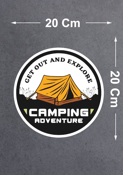 Camping Adventure Sticker - Araba Oto Off - Road Cam Karavan Sticker - 00165 20x20 Cm