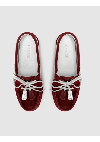 Bordo Detaylı Hakiki Deri Marin Loafer Ayakkabı