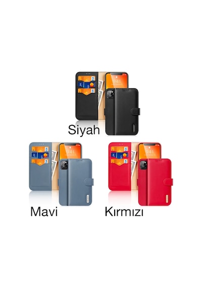 Hepsi Dux Ducis iPhone Uyumlu 11 Pro Max Kılıf Mıknatıslı Cüzdanlı Deri Kılıf Hivo Series- 5775 Najmaddin Siyah