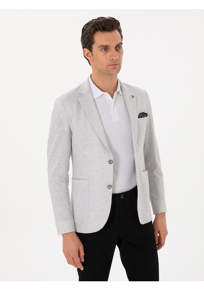 Cacharel Gri Slim Fit Keten Karışımlı Kaz Ayağı Ceket Cacharel Gri Slim Fit Keten Karışımlı Kaz Ayağı Ceket