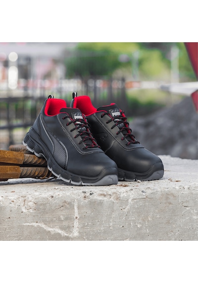 Puma Safety Condor Low Siyah Çelik Burunlu Nubuk Deri İş Ayakkabısı S3 Src Esd 42 Numara Siyah
