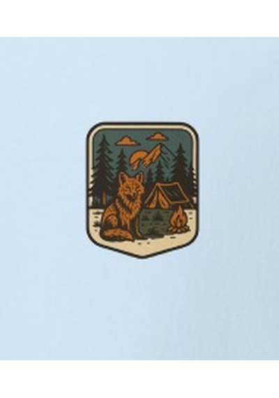 Wildstyle Tilki Renkli Vintage Yaban Hayat Doğa Orman Rozet Baskılı Unisex Bisiklet Yaka Pamuklu Tişört Bebe Mavi