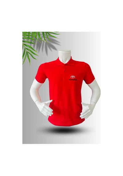 Frooy Toyota Logo Baskılı Polo Yaka Pamuklu T-shirt Kırmızı