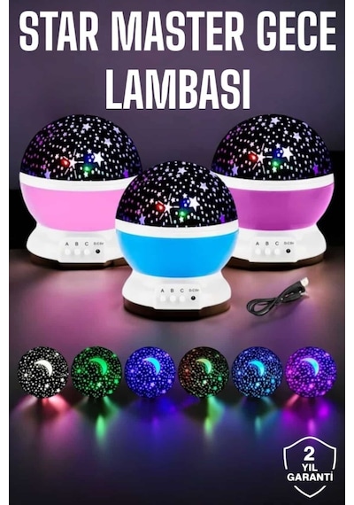Mavi Ve Mor Işıklı Projeksiyon Lambası Beyaz 88160937
