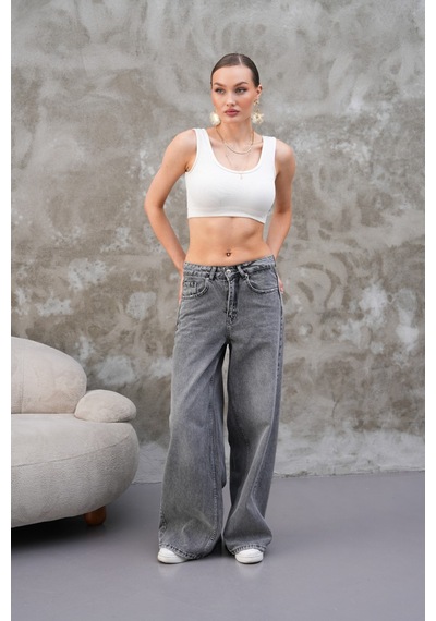 Cool Tarz Miami Antrasit Straight Wide Kadın Jean Antrasit Antrasit