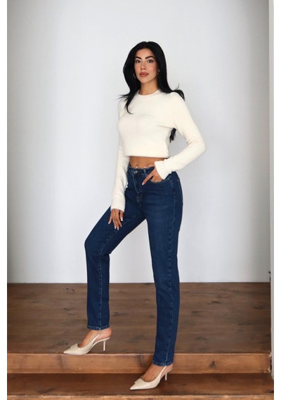 Lacarino7527 Kadın Mom Jean Pantolon Dark Blue
