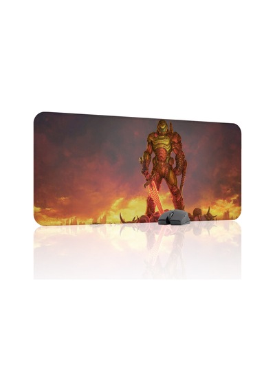 Doom Kaymaz Dikişli Kauçuk Oyuncu Mousepad V4 - 90x40 Xxl Gaming Mouse Pad Fare Altlığı