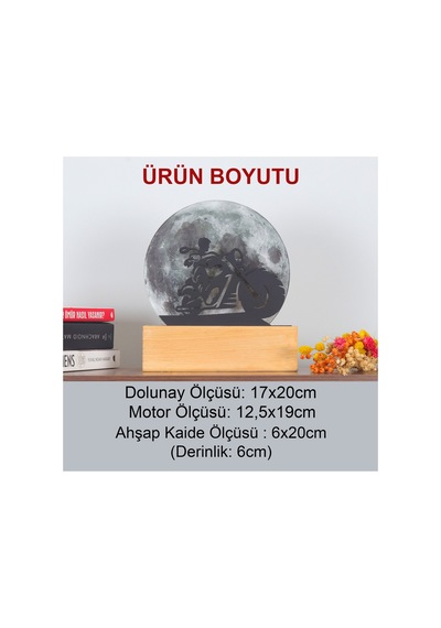 Işıklı Pleksi Dolunay Kişiselleştirilebilir Dekoratif Biblo Zora Motor Anahtar Askılığı Gri - 740323855 Gri